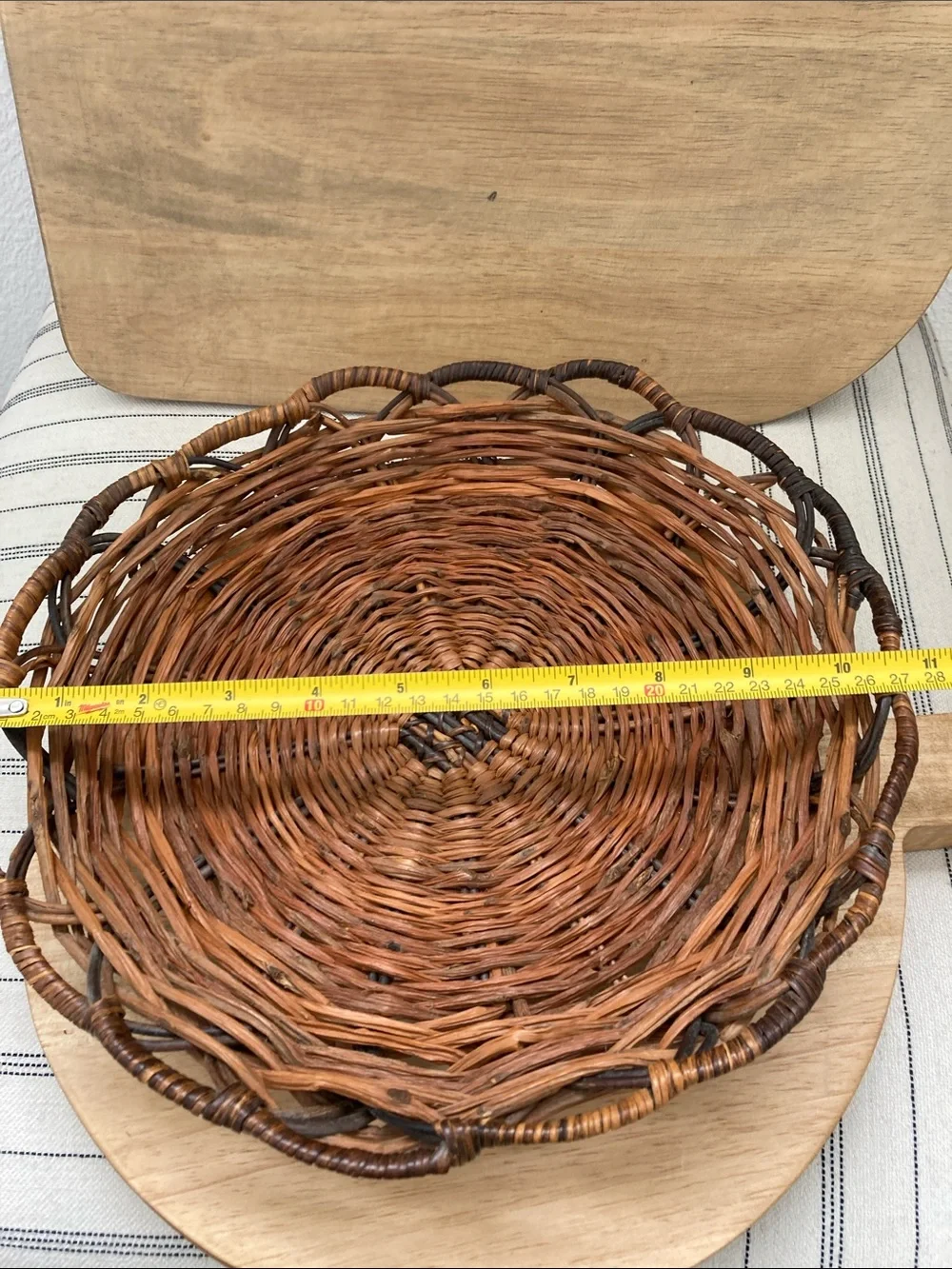 SALE! 70% Off Vintage Natural Brown Woven Rattan Serving Basket - Handcrafted